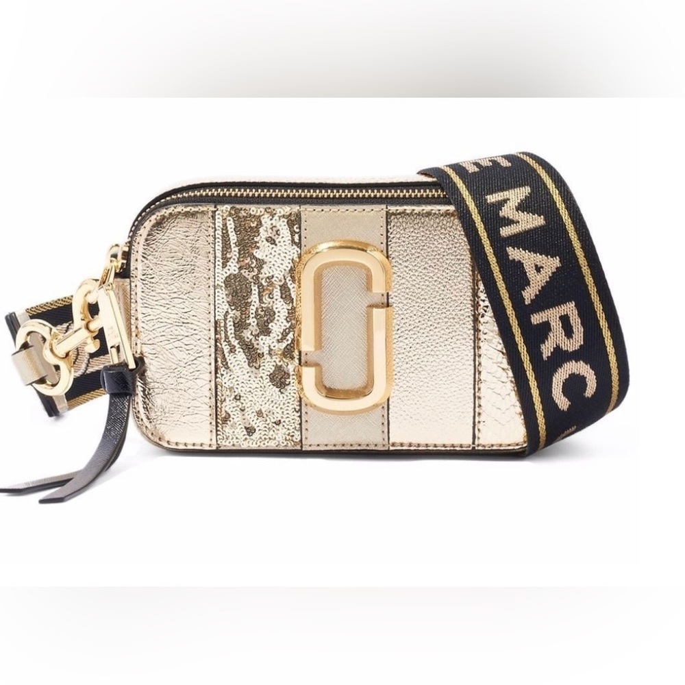 NWT Marc Jacobs The Snapshot Metallic-Stripe Bag H113L01FA21-718